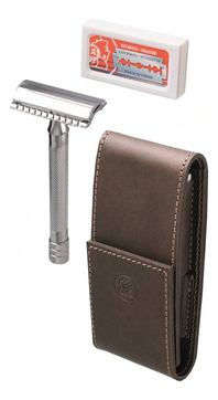 Dovo набор 577056 (т-образная бритва + лезвия + футляр коричневого цвета) в Москве —