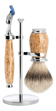 Muehle набор каповая береза classic purist (помазок барсучий ворс высшей категории silvertip + бритва fusion)